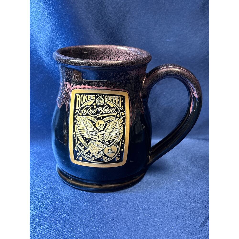 Unique Dark Purple Be Mine Bones Coffee Red Velvet Pottery Mug